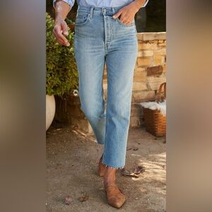 Frank & Eileen Monaghan Jeans Denim Pants Raw Hem Stretch Button Fly Size 27